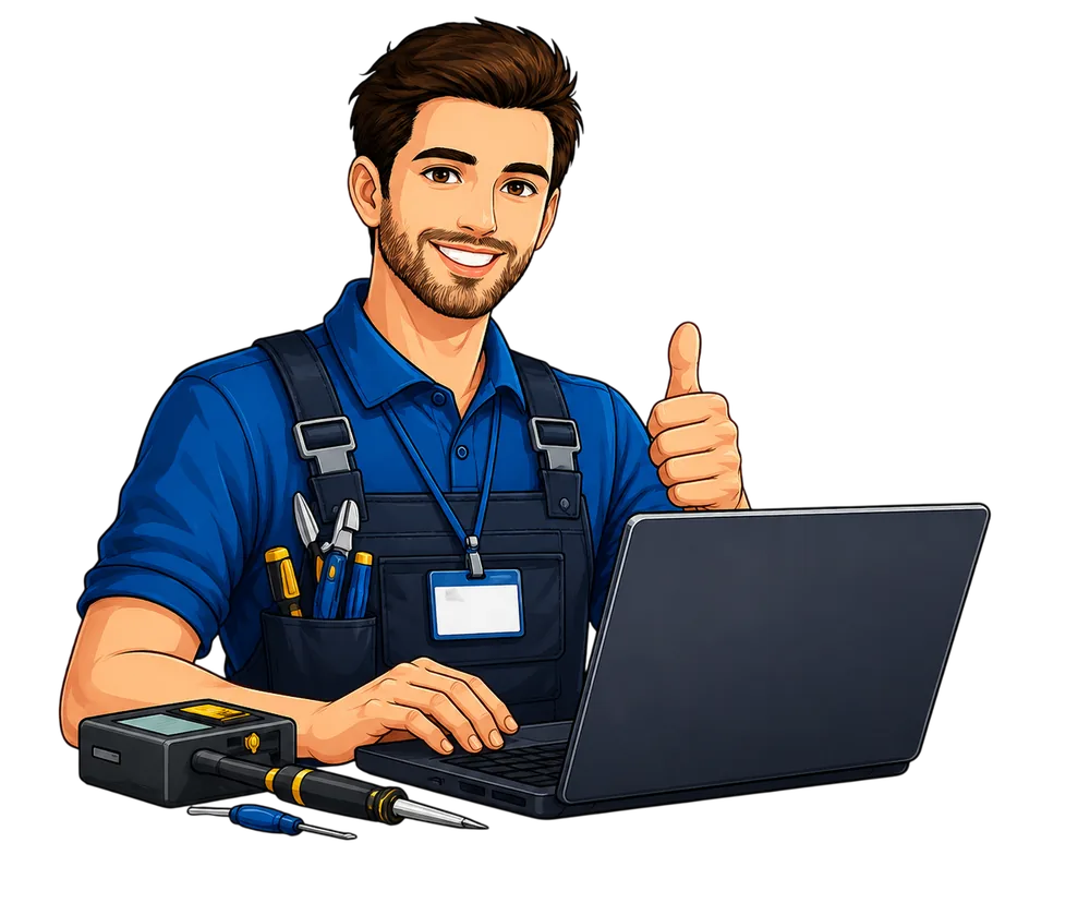 Technician using Servisoftt on a laptop