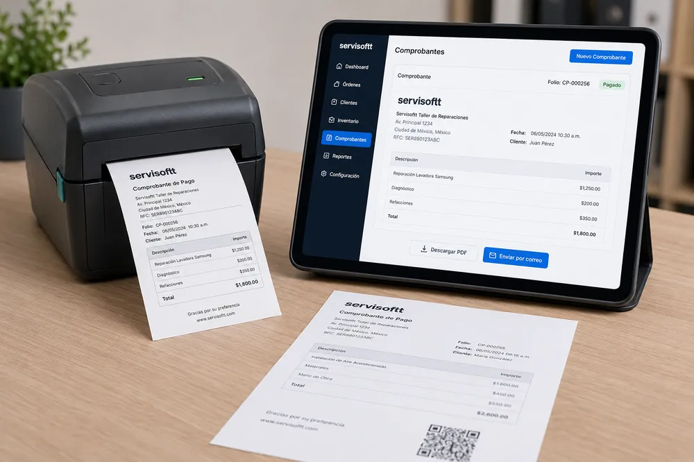 Registro de órdenes y comprobantes de servicio