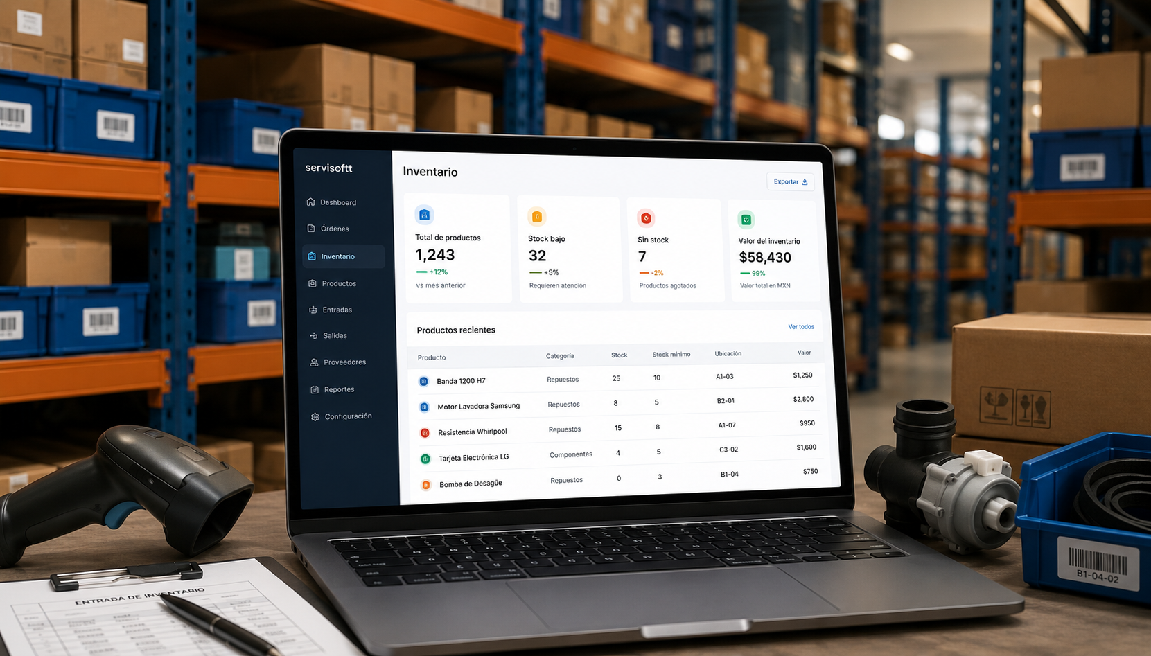Control de inventario de repuestos para servicentros y talleres técnicos - Servisoftt