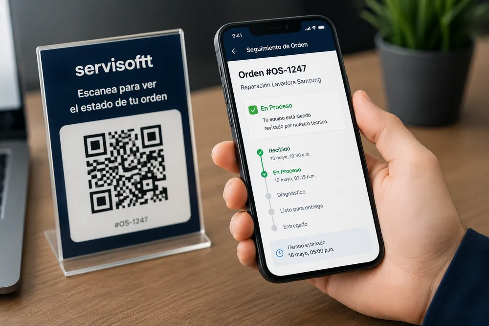 QR order tracking for repair shop customers - Servisoftt